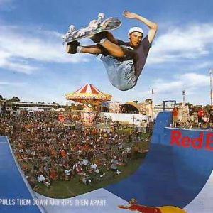 Vert skateboard ramp with Adam Luxford doing a "frontside air" at Big Day Out festival.