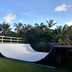 4ft mini ramp (half pipe skateboard ramp) in backyard