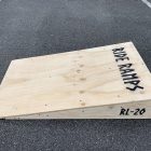 20cm high launch-wedge skateboard ramp, side view.