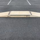 15cm double launch ramp (wedge skateboard ramp) - grind pad (manual pad-grind box) combo in raw timber.