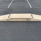 20cm high double launch ramp (wedge skateboard ramp) - grind pad (manual pad-grind box) combo in raw timber.