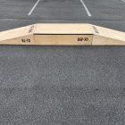 30cm double launch ramp (wedge skateboard ramp) - grind pad (manual pad-grind box) combo in raw timber.