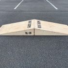 20cm high double launch skateboard ramp rooftop combo in raw timber.