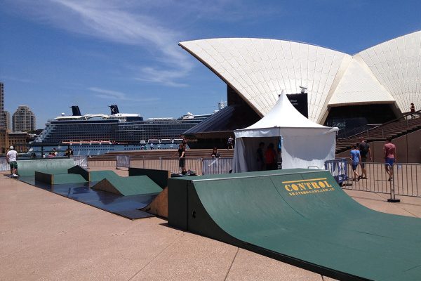 Skateology-Control mini ramp & street course skateboard ramps at event at Sydney Opera House