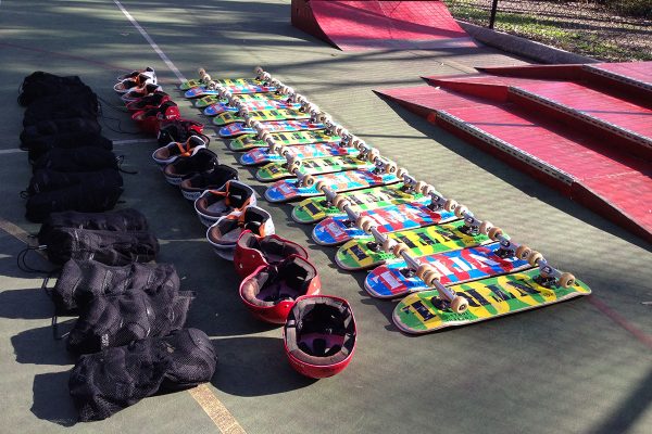 Skateology skateboarding equipment for skate workshops, birthday parties and events